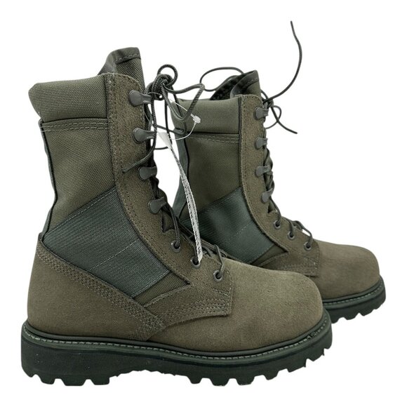Military Combat Boots 5.5 N Sage Leather & Man-Made Materials Vibram Sole USA - Picture 12 of 12